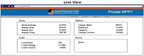 Morningstar Live View Internet web page monitoring