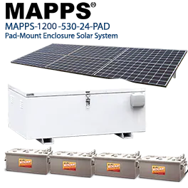 1200 W 24VDC 530Ahr Weatherproof Pad-Mounted Solar System