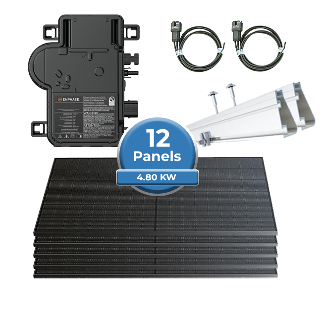 4.8 KW Mini Home, ADU, Title 24 Compliant Complete Solar System Kits (12 Panels)
