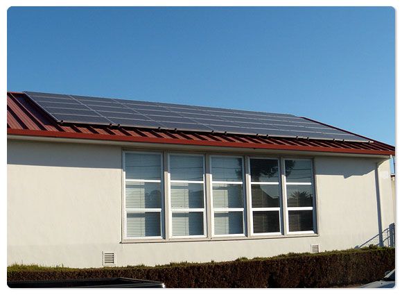 Sharp Solar System on Sloping Metal Roof - Gault School