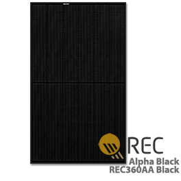 REC Alpha REC360AA Black 360W Solar Panel - Low Cost