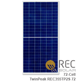 REC TwinPeak REC355TP2S 72 355W Solar Panel  - Wholesale Price