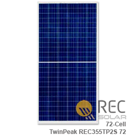 REC TwinPeak REC355TP2S 72 355W Solar Panel - Wholesale Price