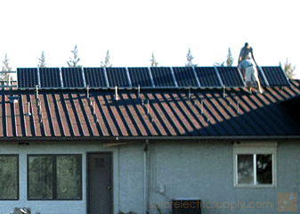 solar panels on standing metal seam roof