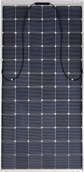 LG NeON 2 72-cell solar panel rear view with MC4 cables