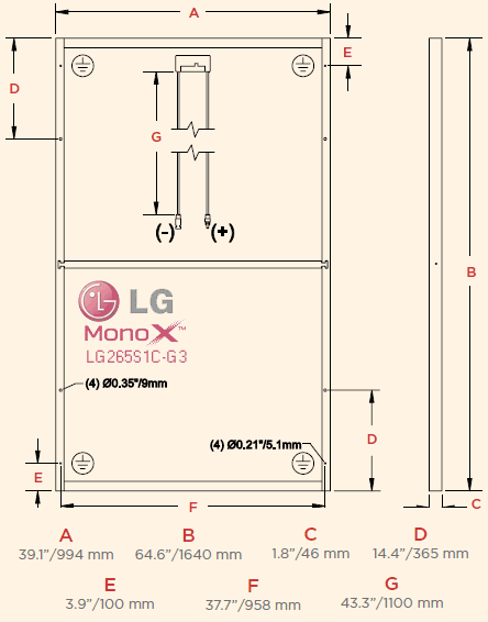 LG LG265S1C-G3 dimensions