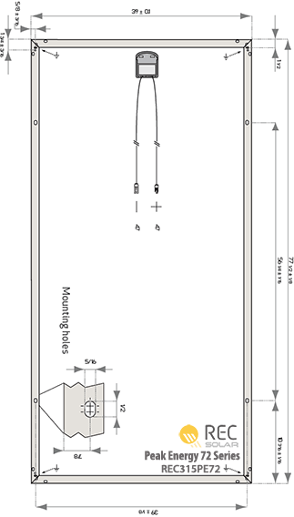 REC315PE72 solar panel dimensions