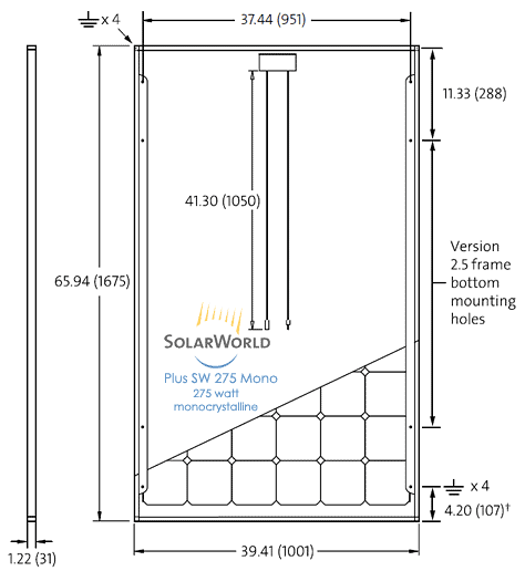 Plus SW 275 Mono Dimensions