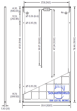 SolarWorld SW 325 XL MONO solar panel dimensions