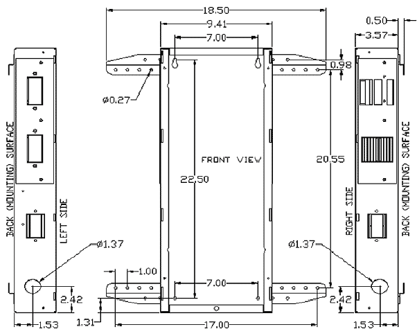 Outback E-Panel Front Dimensions