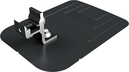 Black Ultra Rail Compostion roof flashing with L-foot rail mount