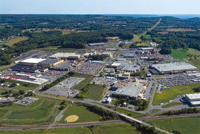 East Penn Manufacturing facility aerial view, Lyon Station, Pennsylvania