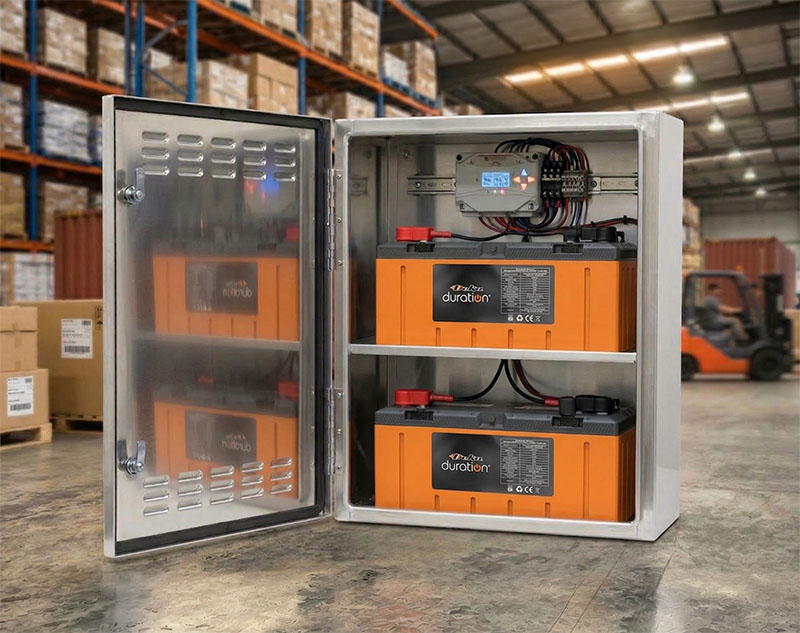 MAPPS off-grid pole mounted battery enclosure with Deka Duration LiFePO4 batteries